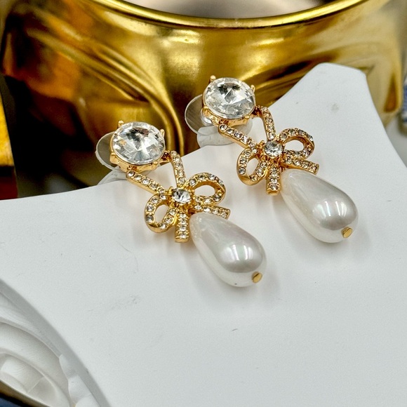 🆕 OSCAR DE LA RENTA 🧿 NWOT Bow Earrings With Pearls - Picture 12 of 16